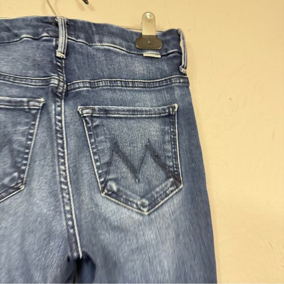 Mother High Waisted Ankle Fray Jeans Womens 24 Raw Hem Skinny Blue Denim Fall - Picture 8 of 15